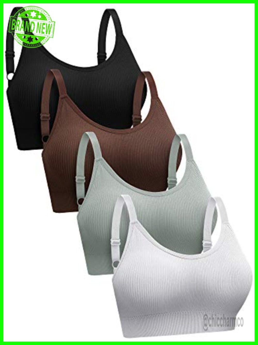 4-Pack Padded Wireless Sports Bralette Adjustable Strap Seamless Sleep Bra